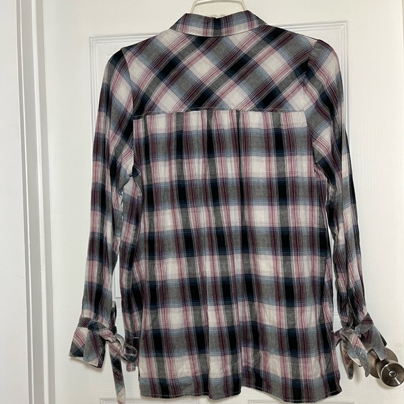 Hippie Laundry Multicolor Plaid Shirt with Tie Cuffs - Picture 2 of 6